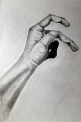 "The Hand of Adam" 2023 Pencil on gray paper 210 X 297 mm