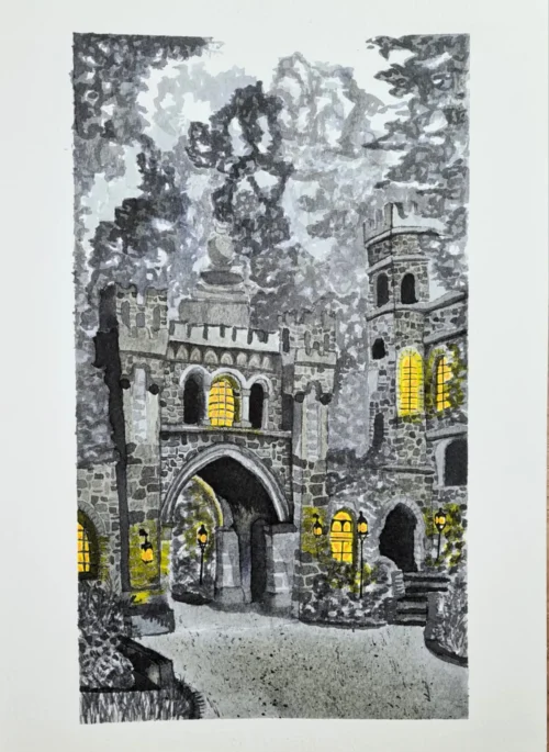 Home 7 An Estate at Dusk. Ink on cotton paper.
