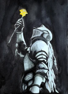 Home 11 Honor Is Not a Matter of Strength. Ink on cotton paper.